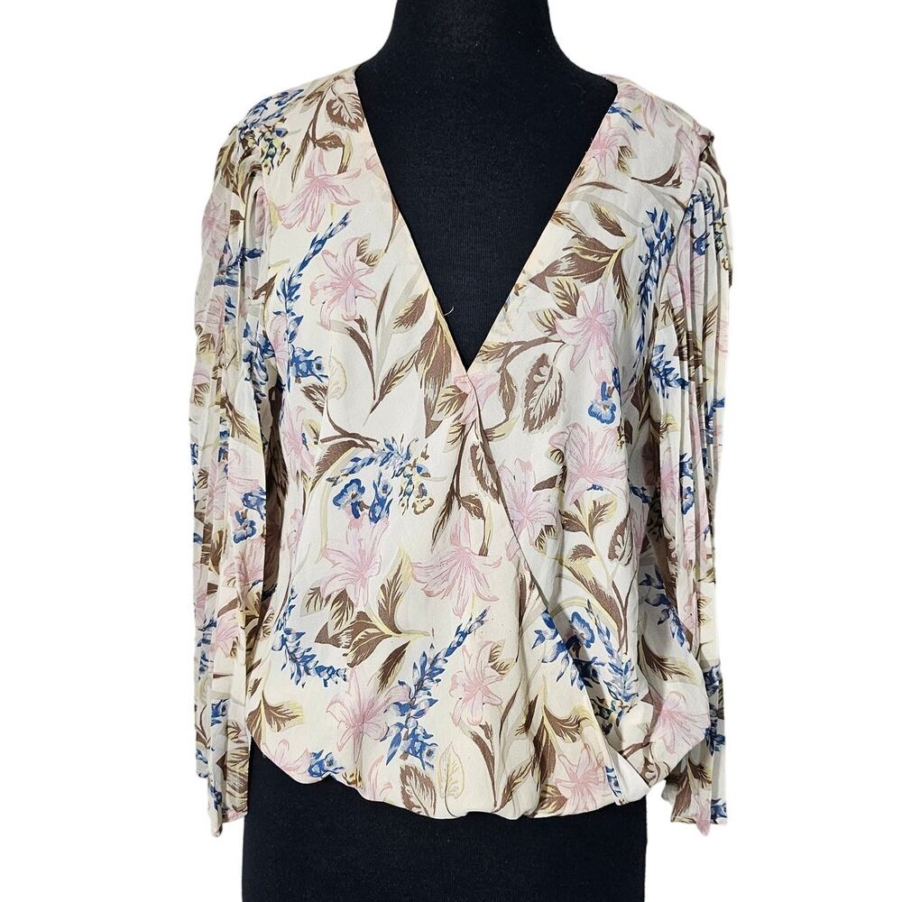 Salo la Fille floral blouse faux wrap sz XL
